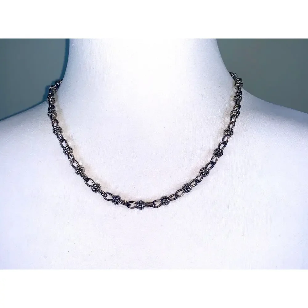 Vintage Premier Designs Silver Tone Bali Style Cable Chain Link Necklace EUC